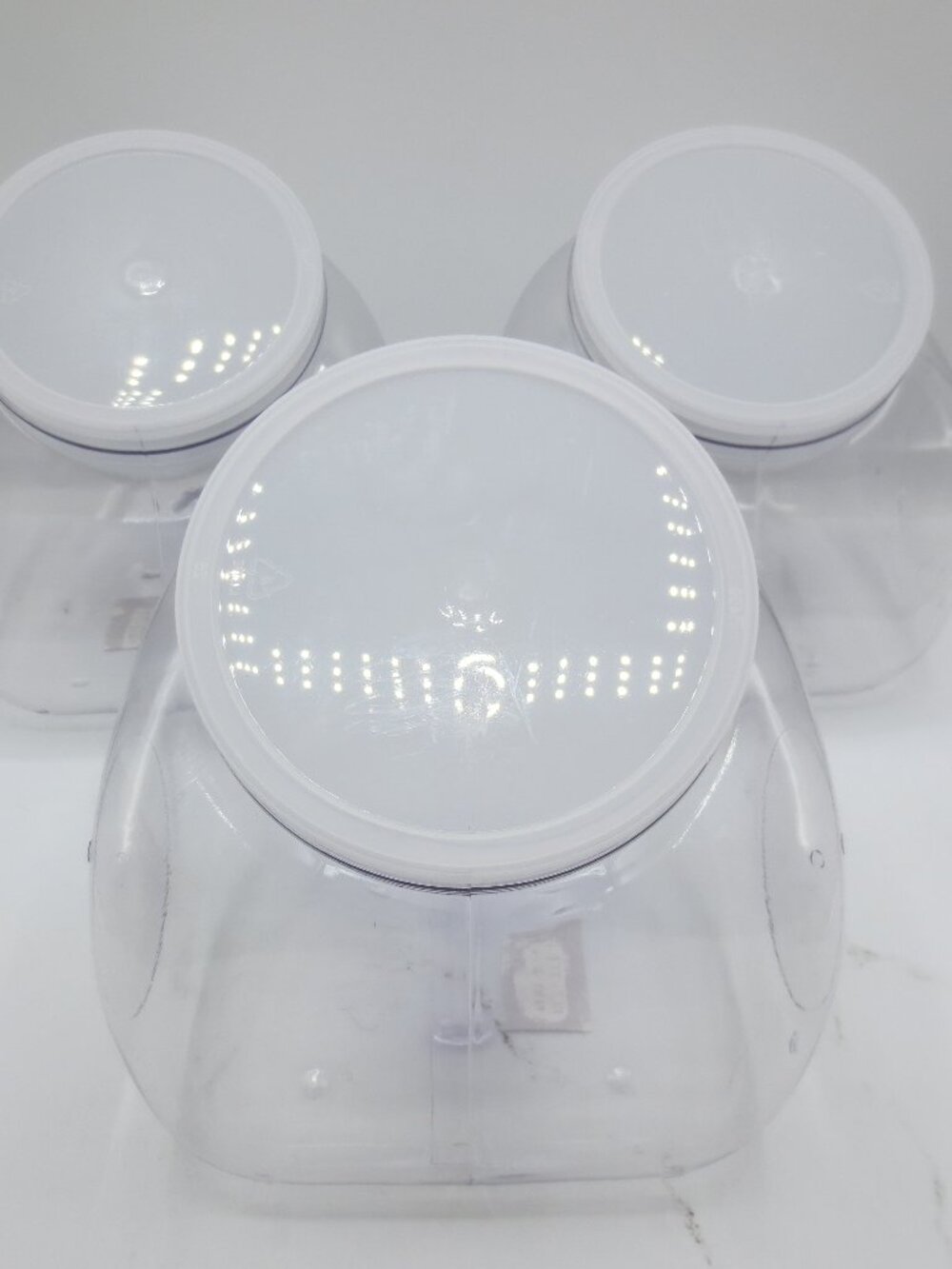 Plastic Containers Lot of 3 Fishbowl Candy Bowls With Lids